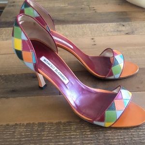Manolo Blahnik leather patchwork heels size 40.  Gorgeous shoe- great condition